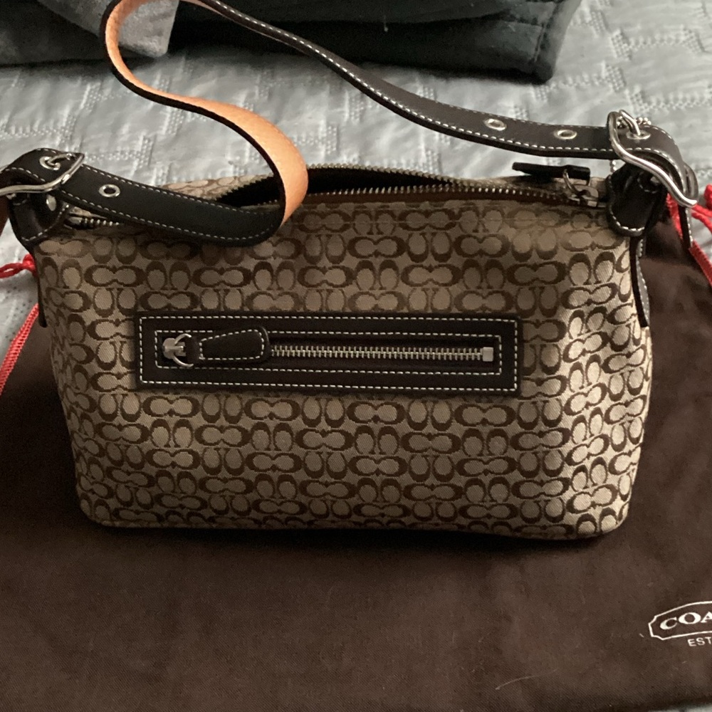 Coach Brown and Black Signature MINI Shoulder Bag